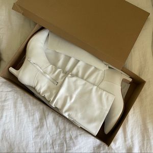 BARED | white knee high boots